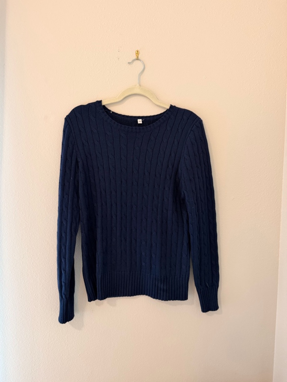 Classic Cable Knit Women's Sweater - Navy